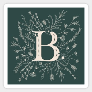 Botanical Letter B (Forest Green) Sticker